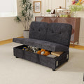 Loveseat with Storage for Modular Sectional Sleeper Sofa Bed with Adjustable Backrest Premium Textured Chenille Easy to Assemble Dark Blue