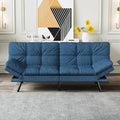Futon Sofa Bed Convertible Couch Blue Linen Sofa Bed with Memory Foam Adjustable Backrest &amp Armrests Multifunctional Small Loveseat Sleeper Sofa for Living Room Apartment Office