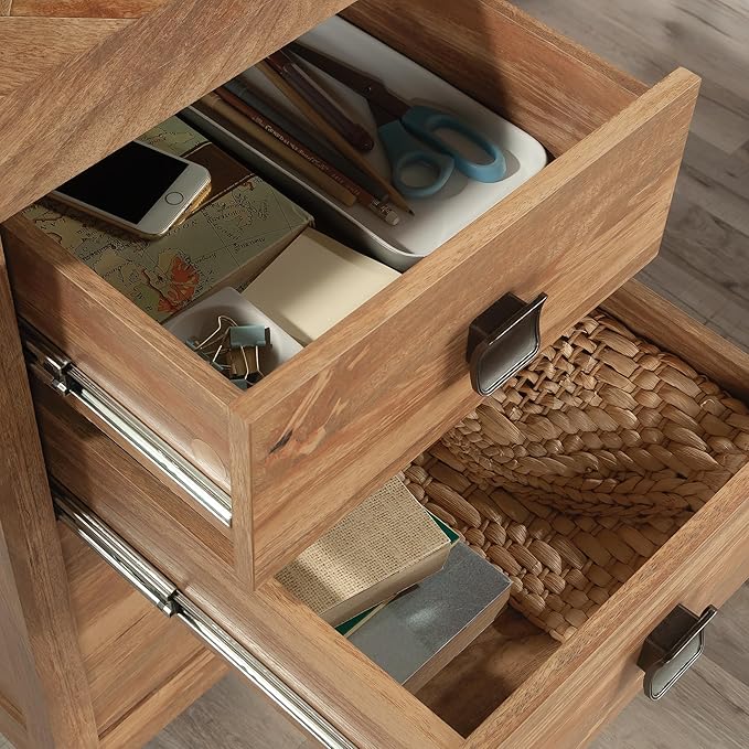 Sauder Cannery Bridge L-Shaped Desk with 6 Storage Drawers Sindoori Mango Finish