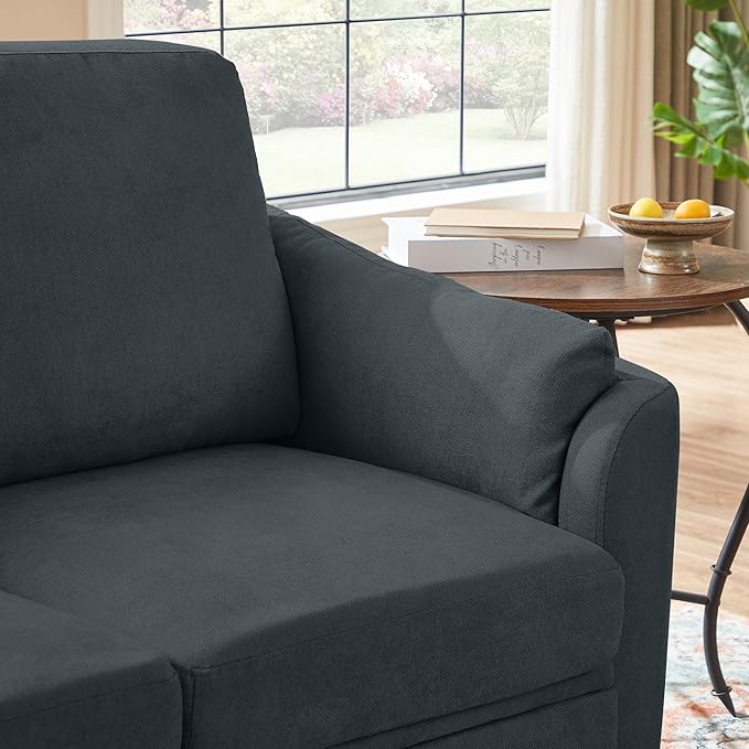 Small Loveseat Sofa60 Modern Love Seat Couch with Back Cushions and Wood Legs 2 Seater Mid Century Couches for Living Room Bedroom Small Spaces(Darkgrey)