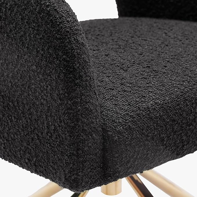 WestinTrends Genevieve Mid-Century Modern Wide Boucle Swivel Accent Arm Chair Black