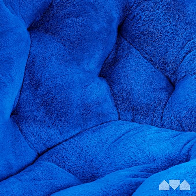 Milliard Saucer Chair for Adults Teens &amp Kids Royal Blue Faux Fur XL Circle Chair for Bedroom Dorm &amp Gaming Foldable Comfy Accent Seat for Small Spaces Folding Moon/Mushroom/Round Style