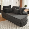 78.5 Oversized Round Chaise LoungeModular Convertible 2-in-1 Sofa Bed Upholstered CorduroyBoneless Plush Couches with PillowNo Assembly RequiredRAFBlack