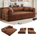 79 Convertible Sofa Bed with Fixed-Shape Frame Corduroy Folding Pull Out Couch No Assembly Modern Boneless Couch Compression Sofa in Box Floor Sofa for Living RoomBrown