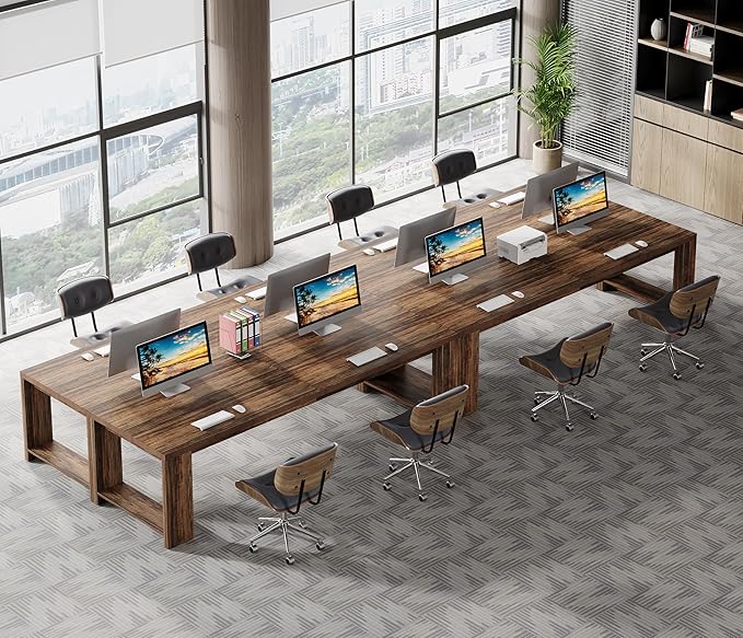 Tribesigns 86.6 Two-Person Desk Modern Executive Office Desk Double Computer Writing Table for Home Office Conference Room (Rustic Brown)
