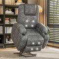 Flamaker Power Lift Recliner Chair Electric Lift Recliner for Elderly Power Lift Recliner Chair with Cup Holders Side Pockets for Living Room (Leathaire Light Gray)