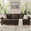 91 Inch Lawson Sofa with Extra Deep Seats Oversize Mid-Century 3-Seat Sofa Couch for Living Room Apartment Lounge Brown