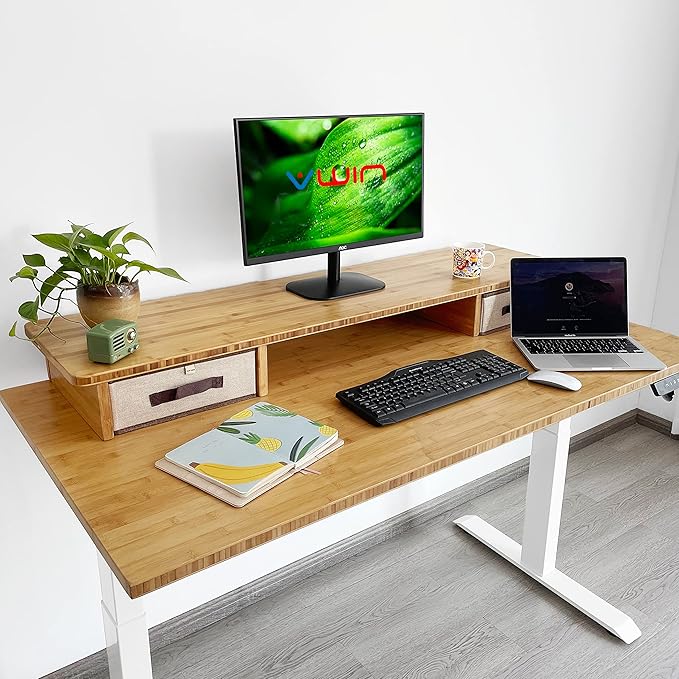 VWINDESK 48 x 27.5 x 1 Inch 100% Solid Bamboo Desk Table Top Onlyfor Standing Desk Home Office Desk(Right Angle)