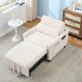 3-in-1 Convertible Sofa Chair BedPull Out Couch Single Sleeper Chair Bedwith Adjustable Backrest with Side Pockets Lounge Sofa for Living Room Bedroom Small Spaces (Beige)