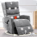 cinkehome Small Swivel Rocker Recliner Chair with Heated Massage Upholstered Nursery Glider Recliner Chair High Back Side Pocket (Grey Chenille Fabric)