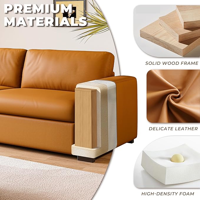 82.7 Inch Retro Orange Leather Couch Loveseat with Square Arm Mid Century Modern Comfy Compact 3-Seat Upholstered Sectional Sofa for Living Room Office and Small Space