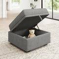 HONBAY Square Ottoman Module for Modular Sectional Sleeper Sofa Storage Ottoman Footrest and Seat Cube Grey