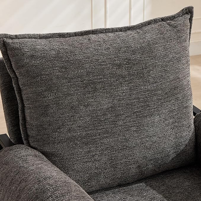 YITAI Modern Fabric Accent Chair with Adjustable Backrest for Living Room Comfy Reclining Chair for Lounge for Reading Upholstered Chair with Metal Legs1PC（Gray