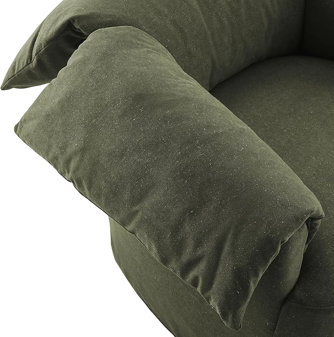 Modway Lark Oversized Accent Chair in Sage Fabric – Upholstered Modern Armchair with Down Blend Cushions – Slipcovered Chair for Living Room or Reading Nook
