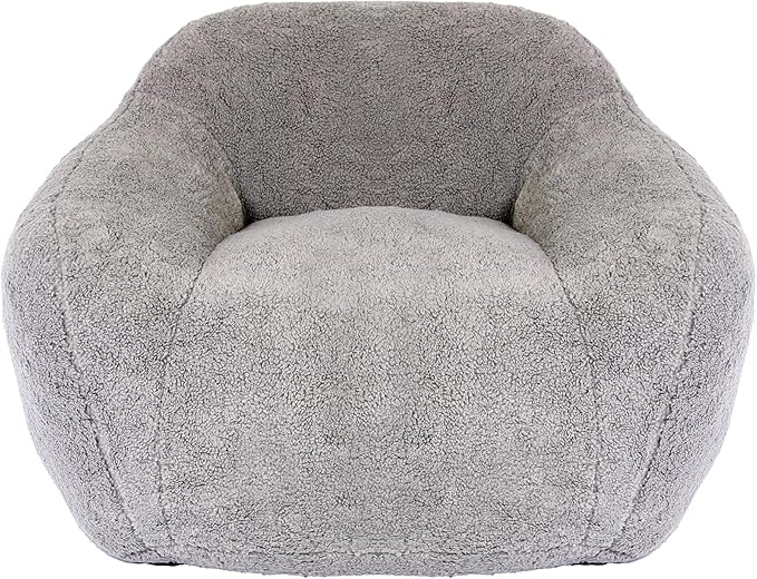 39 Single Armchair Sofa - Comfy Memory Foam &amp Soft Faux Fur | Modern Minimalist Design with Ergonomic Armrest for Living Room TV WatchingReadingLight Gray