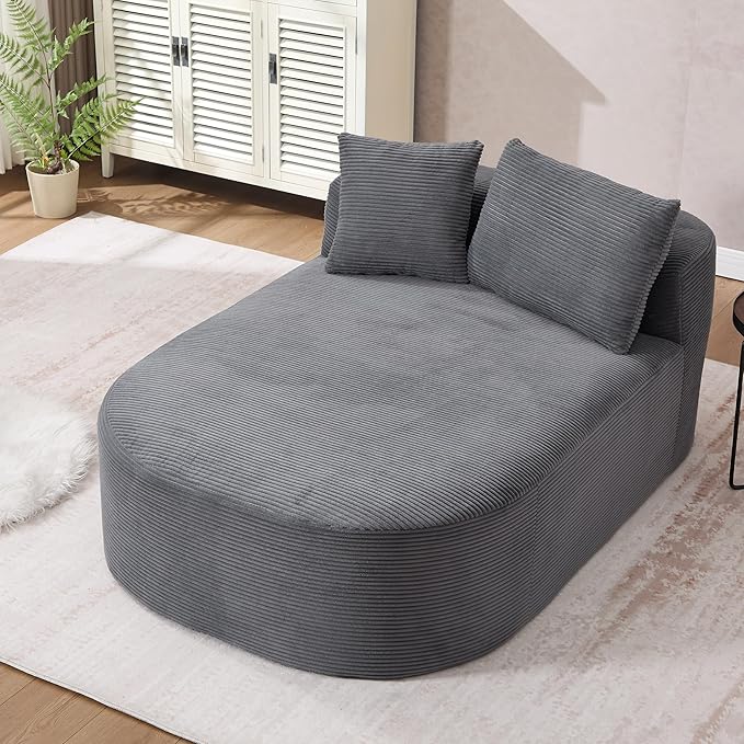 Boneless CouchComfy Fluffy Sofa BedUpholstered Sleeper Sofa with Throw Pillows and ArmrestsCorduroy Plush Cloud Lounge Chair (Grey 67 Boneless Couch)