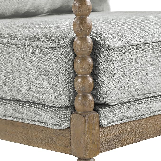 OSP Home Furnishings Fletcher Spindle Accent Chair with Rustic Brown Finish Smoke Grey Upholstery