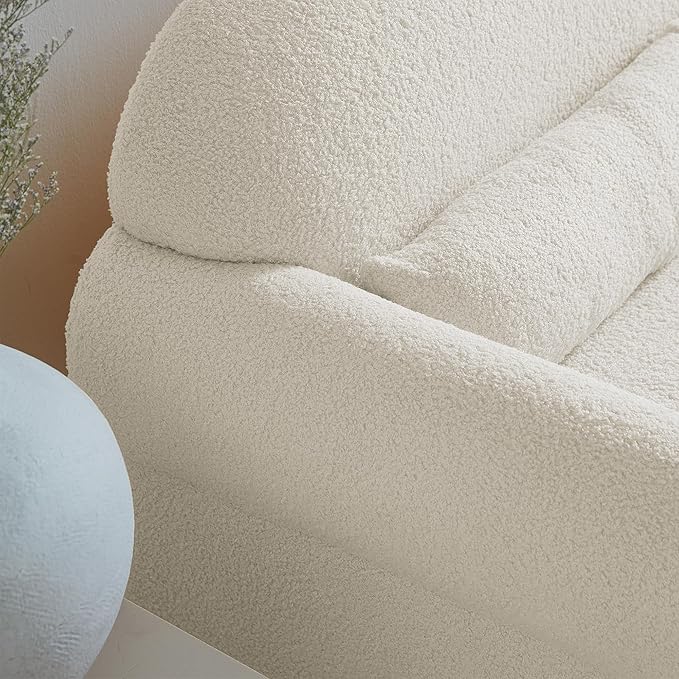Modern Teddy Fabric Accent Chair with Lumbar Pillow for Living Room