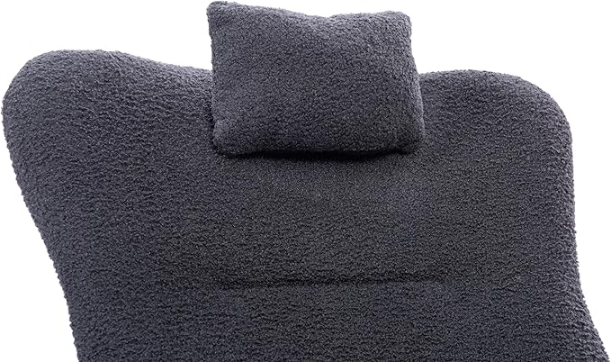 Modern Teddy Upholstered Nursery Rocking Chair for Living Room Bedroom(Dark Grey Teddy)