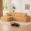 Ball &amp Cast 106 Cloud Sectional Couch Compressed L-Shaped Sofa with Deep Seat Chaise Boneless No Assembly Modular Couch Foam &amp Spring Support 2 Boxes (Left Facing Chenille Orange)