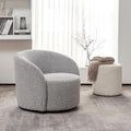 KINWELL 34 Boucle Swivel Barrel Chair with 18 Round Ottoman Set Fully Assembled Set of Sherpa Accent Chair and Footrest Modern Comfy Armchair and Footstool for Living Room and Bedroom Black White