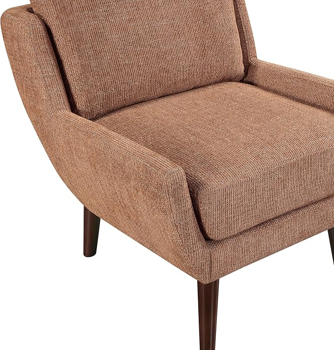 Lexicon Modern Wingback Accent Chair Chenille Fabric Upholstered Lounge Reading Arm Chair Solid Wood Legs for Living Room Bedroom Supportive Padded Pocket Coil Seat Easy Assembly Orange