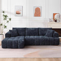 108'' Modular Sectional Cloud Couch L-Shape Boneless Couch for Living Room with Deep Seat Comfy Sleeper Sofa for Living Room Apartment Reception Spaces No Assembly Required Blue