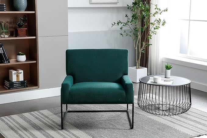 Accent Chair - Modern Industrial Slant Armchair with Metal Frame - Premium High Density Soft Single Chair for Living Room Bedroom
