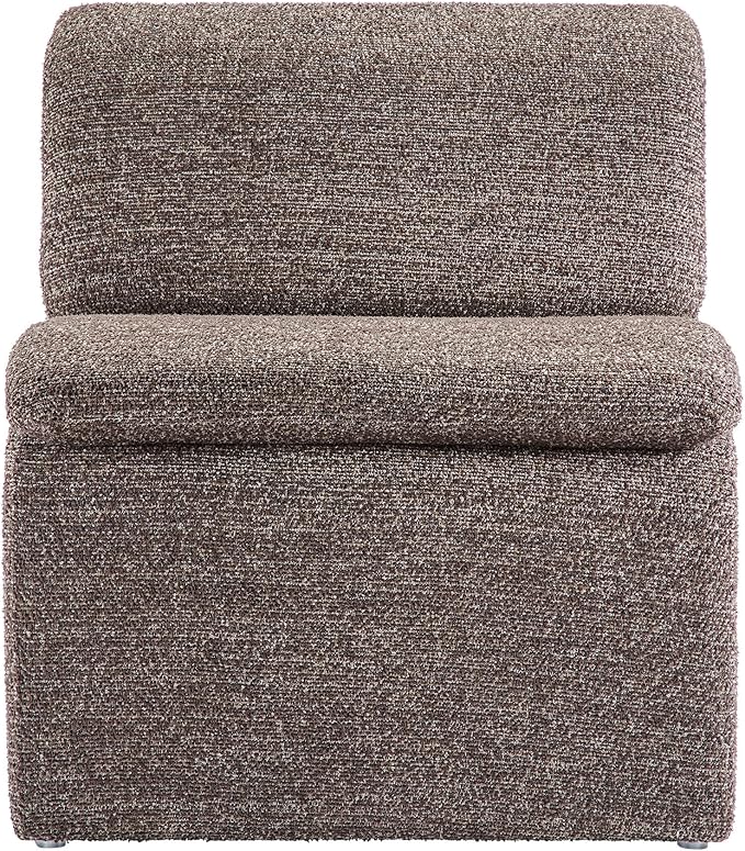 Modway Lume Curved Lounge Chair in Antique Boucle Fabric – Modern Upholstered Armless Accent Chair with Padded Cushion - Unique Slipper Chair for Bedroom or Living Room