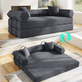 79'' Convertible Sofa Bed 5-in-1 Folding Sleeper Couch with Pull Out Bed Corduroy Modular Floor Sofa No Assembly Space Saving Guest Bed for Living Room Apartment Bedroom (Dark Gray1) | Convertible