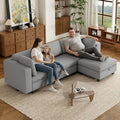 Modular Sectional Sofa Oversized L Shaped Sectional Couch with Storage Ottoman Modular Couch with Deep Seat Comfy Convertible Sectional Couches for Living Room and Apartment Light Grey