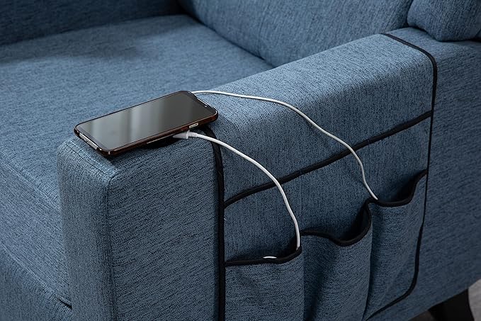 Arm Pushing Recliner Chair Modern Button Tufted Wingback Push Back Recliner Chair Living Room Chair Fabric Pushback Manual Single Reclining Sofa Home Theater Seating for BedroomNavy Blue