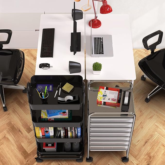 SHW Small Gaming Home Office Computer Desk with Shelf White