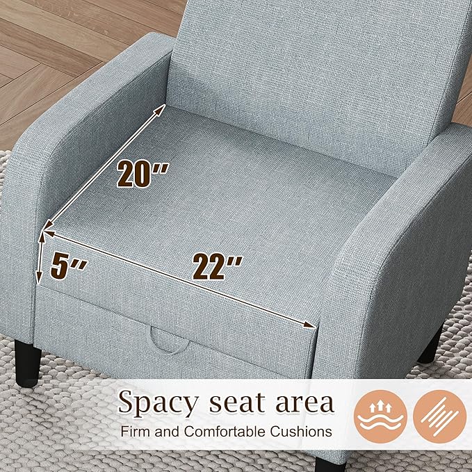 DAGONHIL Accent Chair Living Room Chair Upholstered Reading Chair for Bedroom Linen Fabric Armchair Single Sofa for Living Room/Office/Library (Gray 2 Pack)