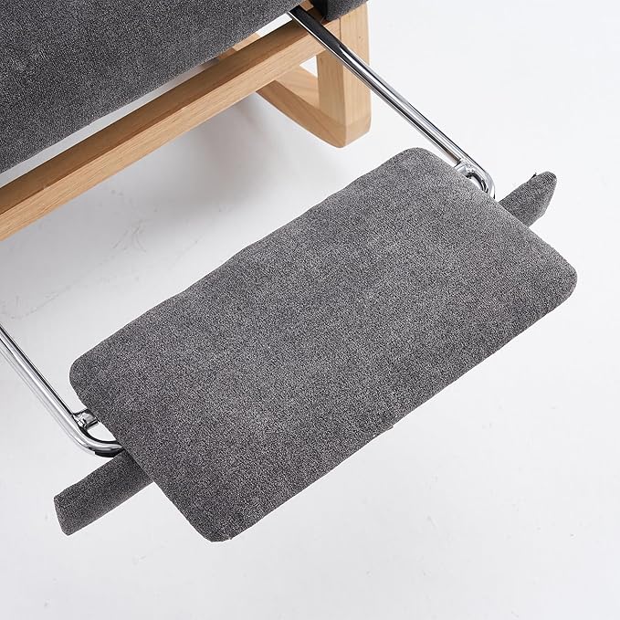 Comfortable Gray Upholstered Rocking Chair with Storage &amp Footrest High Back Solid Wood Legs - Living Room Armchair Bedroom Nursery Rocker