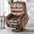 Bonzy Home Power Lift Recliner Chair for Elderly Electric Lift Chair with Massage &amp Heat Upholstered Single Sofa with 2 Hidden Cup Holders USB Charge Port Side Pockets for Living Room Dark Br