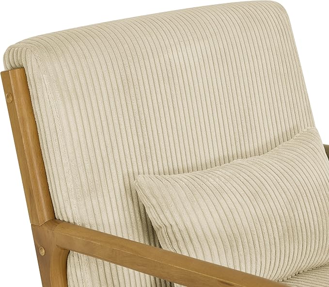 Modern Accent ChairsWaiting Room Chairs with Solid Wood Frame &amp Soft CushionArm Chair with Accent Pillows for Living Room BalconyBedroom (Beige)