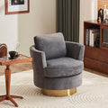 Velvet Swivel Barrel Chair Swivel Accent Chairs Armchair for Living Room Reading Chairs for Bedroom Comfy Round Barrel Chairs with Gold Stainless Steel Base (Grey)
