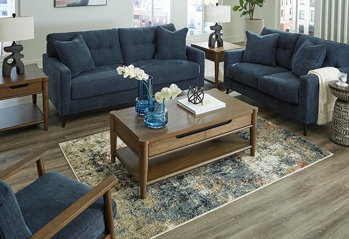 Signature Design by Ashley Bixler Classic Tufted Sofa with Removable Cushions Blue