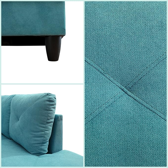 L Shaped Couch Modular Sectional Sofa with Chaise Modern Modular Sofas Furniture Sofa Couches for Living Room/Apartment/Office/Bedroom Aqua Blue