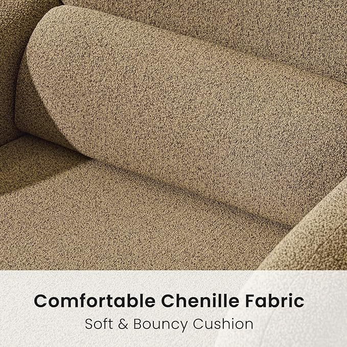 Furniliving 30.5 Accent Chairs Set of 2 Chenille Fabric Living Room Chair Comfy Upholstered Armchair Single Sofa Chair with a Waist Pillow for Bedroom/Office/Reading Spaces Yellow