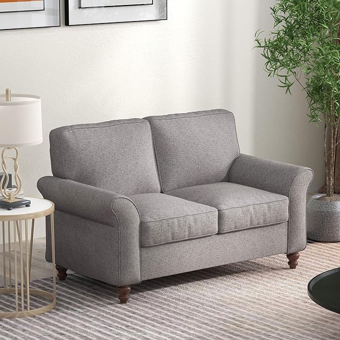 Bonzy Home 57 Loveseat Sofa 2 Seater Sofa for Living Room Upholstered Comfy Sofa Couch for Small Space Living Room Apartment Office Grey