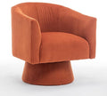 Swivel Accent Chair Modern 360° Barrel Chair Corduroy Upholstered Single Sofa for Living Room Bedroom(Orange)
