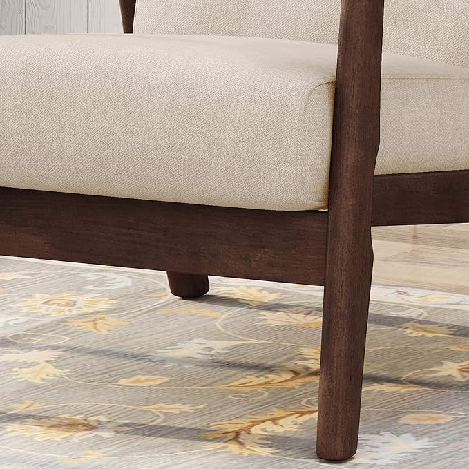 Christopher Knight Home Aurora Mid-Century Modern Accent Chair Rubberwood Beige Brown