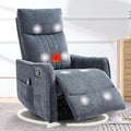 cinkehome Heated Massage Swivel Rocker Recliner Chair for Nursery - Small Space Reclining Chair with Lumbar Support 360° Swivel &amp Gentle Rocking Ergonomic High Back Chenille Fabric Blue