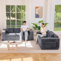 MAXYOYO Boneless Couch and Loveseat Sets for Small Spaces Mini Love Seat Floor Couch with Cup Holders and Pillows Upholstered Cloud Couch for Bedroom Apartment No Assembly Required