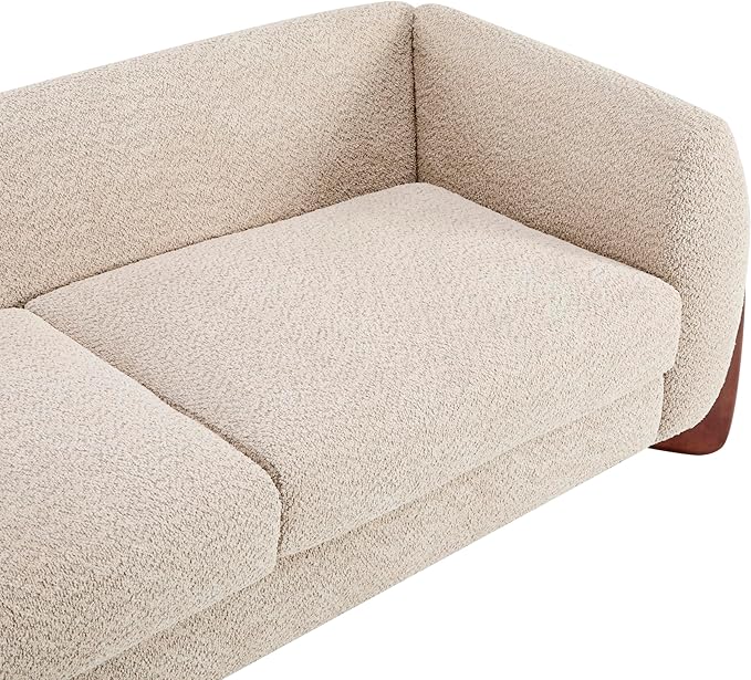 Christopher Knight Home Almab 82 Inches Sofa Couch Cozy Boucle Upholstered 3-Seater Sofa Wood Frame Couch Comfy Couches for Living Room and Office Modern Sofa Lounge Seating Almond
