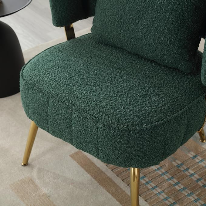 Boucle Accent Chair Modern Upholstered Armchair Tufted Chair with Metal e Single Leisure Chairs for Living Room Bedroom