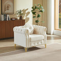 ERYE 37-Inch Chesterfield Button Tufted Single Sofa with Round Pillow Single Seat Velvet Tufted Sofa W/Nailhead DecorRing Accent &amp Golden Legs