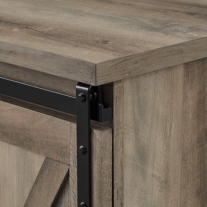 Walker Edison Richmond Modern Farmhouse Sliding Barn Door TV Stand for TVs up to 65 Inches 58 Inch Grey Wash